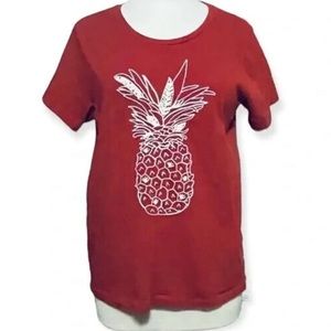 J. CREW Collector Tees Size M Burnt Orange Pineapple Embellished Short S…